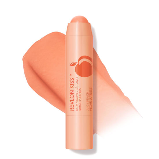 Picture of Revlon Lip Balm, Kiss Tinted Lip Balm, Face Makeup with Lasting Hydration, SPF 20, Infused with Natural Fruit Oils, 015 Juicy Peach, 0.09 Oz