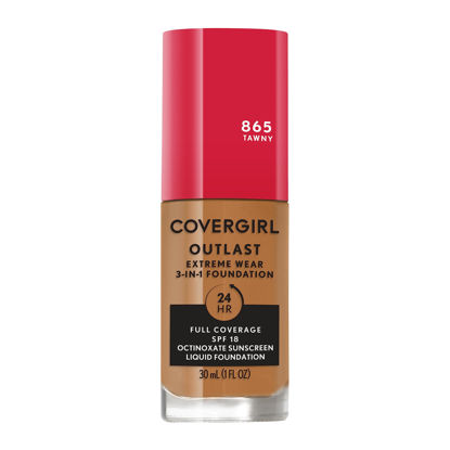 Picture of Covergirl Outlast Extreme Wear 3-in-1 Full Coverage Liquid Foundation, SPF 18 Sunscreen, Tawny, 1 Fl. Oz.