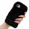 Picture of Fluffy Rabbit Fur Case for iPod Touch 7 / iPod Touch 6 / iPod Touch 5, Girlyard Cute Bling Diamond Rhinestone Handmade Furry Warm Faux Bunny Hair Soft Plush Shockproof Cover for Women Girls - Black