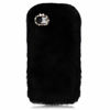 Picture of Fluffy Rabbit Fur Case for iPod Touch 7 / iPod Touch 6 / iPod Touch 5, Girlyard Cute Bling Diamond Rhinestone Handmade Furry Warm Faux Bunny Hair Soft Plush Shockproof Cover for Women Girls - Black