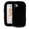 Picture of Fluffy Rabbit Fur Case for iPod Touch 7 / iPod Touch 6 / iPod Touch 5, Girlyard Cute Bling Diamond Rhinestone Handmade Furry Warm Faux Bunny Hair Soft Plush Shockproof Cover for Women Girls - Black