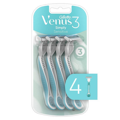 Picture of Gillette Venus Simply 3 Sensitive Women's Disposable Razors, Pack of 1 with 4 razors