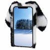 Picture of Bunny Case for iPod Touch 7 / iPod Touch 6 / iPod Touch 5, Girlyard Cute Rabbit Ears Warm Fluffy Handmade Rabbit Fur Soft Plush Flexible TPU Bumper Furry Protective Cover for Girls - Tie-dye Black