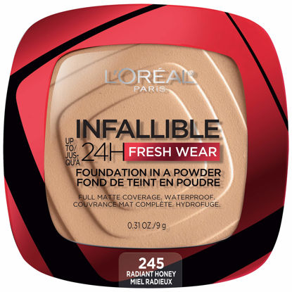 Picture of L’Oréal Paris Makeup Infallible Fresh Wear Foundation in a Powder, Up to 24H Wear, Waterproof, Radiant Honey, 0.31 oz.