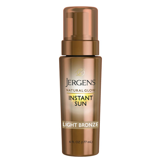 Picture of Jergens Natural Glow Instant Sun Body Mousse, Self Tanner for Light Bronze Tan, Sunless Tanning Body Bronzer, Fake Tan for Fair to Medium Skin, 6 Ounce