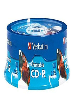 Verbatim CD-R Recordable Media Discs, Assorted Colors, Pack of 25 Discs