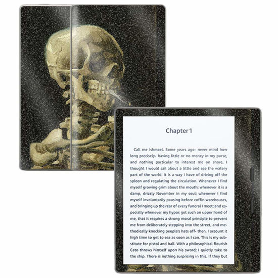 Picture of MightySkins Glossy Glitter Skin for Amazon Kindle Oasis 7" (9th Gen) - Skull With Cigarette | Protective, Durable High-Gloss Glitter Finish | Easy to Apply, Remove, and Change Styles | Made in The USA