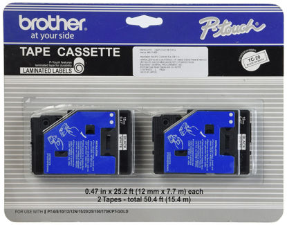 Picture of Brother TC-20 0.47-Inch x 25.2 Ft. - Black On White Tape For Pt-6 8 10 12 15 20 150 170 2-Pack