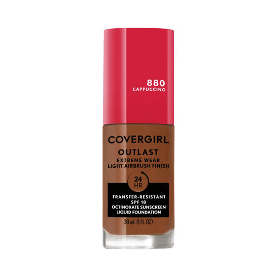 Picture of Covergirl Outlast Extreme Wear 3-in-1 Full Coverage Liquid Foundation, SPF 18 Sunscreen, Cappuccino, 1 Fl. Oz.