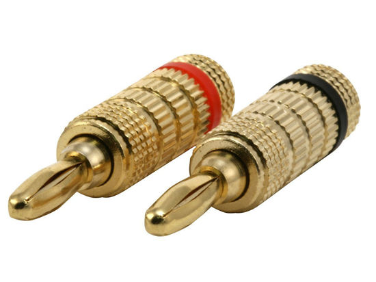 Picture of Monoprice Gold Plated Speaker Banana Plugs - 1 Pair - Closed Screw Type, For Speaker Wire, Home Theater, Wall Plates And More