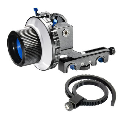 Picture of MARSRE Pro Follow Focus with A/B Hard Stops, Gear Ring Belt and 15mm Quick Release Rod Clamp for Canon Nikon Sony Panasonic and Other DSLR Video Cameras and DV Camcorders