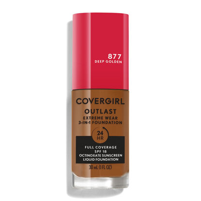 Picture of Covergirl Outlast Extreme Wear 3-in-1 Full Coverage Liquid Foundation, SPF 18 Sunscreen, Deep Golden, 1 Fl. Oz.