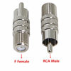 Picture of Coax to RCA Adapter, 2-Pack F Female to RCA Male Convertor, Coaxial Cable Connector for Subwoofer, Receiver, Game Console, TV, Monitor