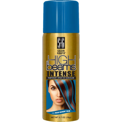 Picture of High Beams Intense Spray-On Hair Color -Headbanging Blue- 2.7 Oz - Add Temporary Color Highlight to Your Hair Instantly - Great for Streaking, Tipping or Frosting - Washes out Easily