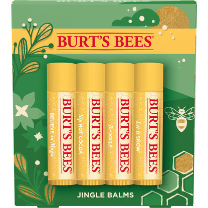 Picture of Burt's Bees Christmas Gifts, 4 Lip Balm Stocking Stuffers Products, Jingle Balms Set - Classic Beeswax Moisturizing Lip Balm