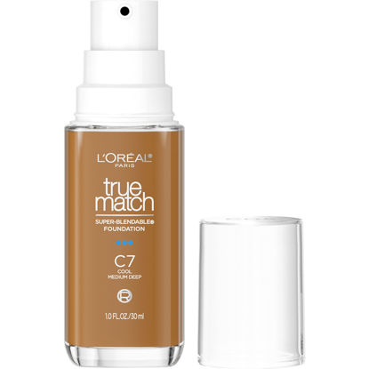 Picture of L’Oréal Paris True Match Super-Blendable Foundation, Medium Coverage Liquid Foundation Makeup with SPF 17, C7, Medium Deep, 1 Fl Oz