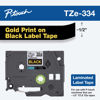 Picture of Brother Genuine P-touch TZE-334 Tape, 1/2" (0.47") Wide Standard Laminated Tape, Black on Gold, Laminated for Indoor or Outdoor Use, Water-Resistant, 0.47" x 26.2' (12mm x 8M), Single-Pack, TZE334, Gold on Black