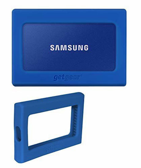 Picture of getgear Silicone Bumper for Samsung T7, T7 Touch Portable SSD - 1TB, 2TB, 500GB, USB 3.2, Strong-Shock Absorbing, Slip-Resistant- Blue