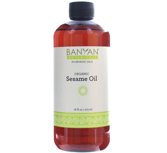 Picture of Banyan Botanicals Sesame Oil - Organic & Unrefined Ayurvedic Oil for Skin, Hair, Oil Pulling & More - Multiple Sizes - 16oz. - Non GMO Sustainably Sourced Vegan