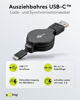 Picture of Goobay 45743 USB-C Charging and Sync Cable, Retractable, Black, 1m Cable Length, 45.2mm Diameter, 50mm Length, 45.2mm Width, 19.5mm Height