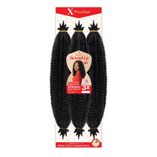 Picture of X-pression Braid Outre Crochet Braids X-Pression Twisted Up 3X Springy Afro Twist 24inch (1-Pack, 2T1B/27)