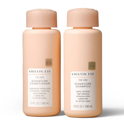 Picture of Kristin Ess Hydrating Signature Sulfate Free Salon Shampoo and Conditioner Set for Moisture, Softness + Shine - Avocado Oil - Anti Frizz + Clarifying - Vegan + Safe for Color Treated Dry Damaged Hair