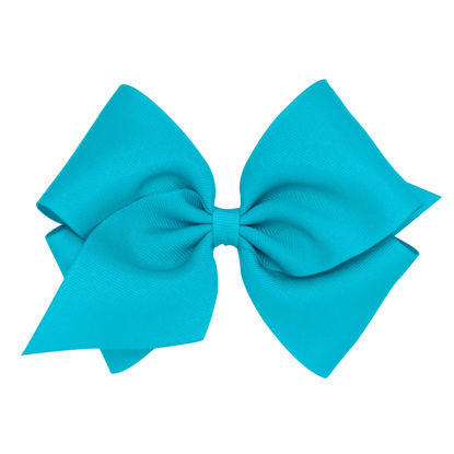 Picture of Wee Ones Girls' Classic Grosgrain Hair Bow on a WeeStay Clip with Plain Wrap, Mini King, Turquoise