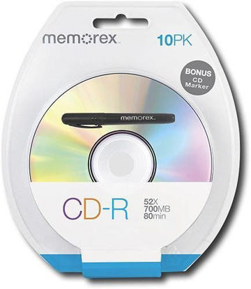 Picture of Memorex MEMCD-R/10S CD-R Spindle Blister with Bonus CD Marker, 10-Pack (Discontinued by Manufacturer)