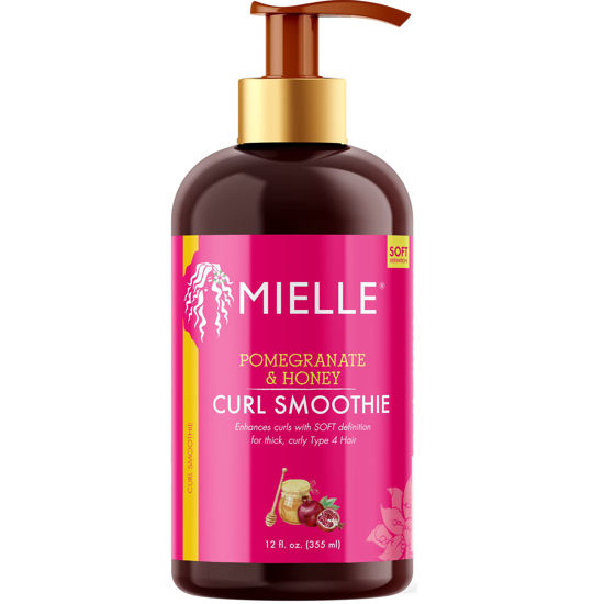 Picture of Mielle Organics Curl Smoothie with Pomegranate and Honey, Moisturizing Curl Cream for Curly Hair, Anti-Frizz Curl Enhancer for Thick Type 4 Hair, 12 Ounces