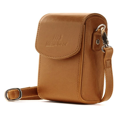 Picture of MegaGear Leather Camera Case with Strap Compatible with Canon PowerShot G7 X Mark III, G7 X Mark II, G7 X - MG768 Light Brown