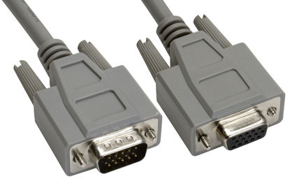 Picture of Amphenol CS-DSDHD15MF0-005 15-Pin HD15 Deluxe D-Sub Cable, Shielded, Male/Female, 5', Gray