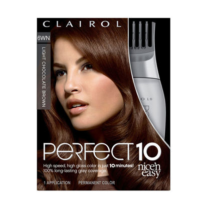 Picture of Clairol Nice'n Easy Perfect 10 Permanent Hair Dye, 6WN Light Chocolate Brown Hair Color, Pack of 1