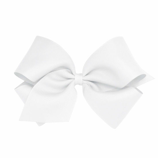 Picture of Wee Ones Girls' Plain Wrap Grosgrain Hair Bow on a WeeStay No-Slip Hair Clip, King, White