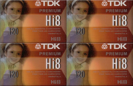 Picture of TDK Hi8 Premium Video Cassettes, 120 minutes, Pack of 4