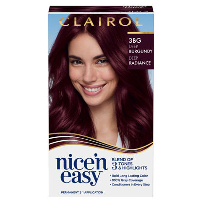 Picture of Clairol Nice'n Easy Permanent Hair Dye, 3BG Deep Burgundy Hair Color, Pack of 1