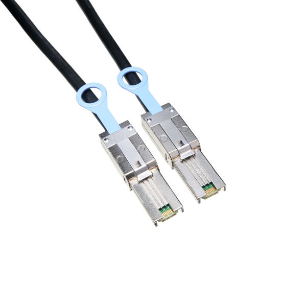 Picture of Amphenol CS-SAS2MUKPTR-000.5 External Mini-SAS Cable, SFF-8088 to SFF-8088, 0.5 m, 1.6', Black