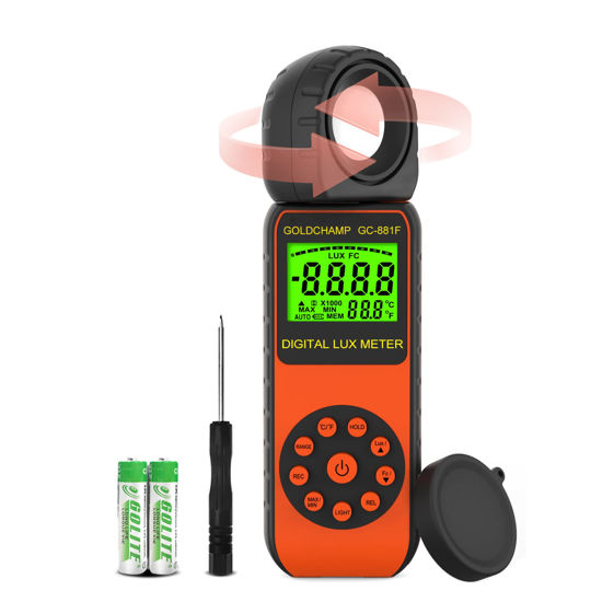 Picture of Digital Illuminance Meter Light Meter Handheld, 1~400,000Lux Photometer Luxmeter with Backlight Data Hold, Measuring Temperature, 270° Rotatable Light Detector for LED Light,Plants,Outdoor Photography