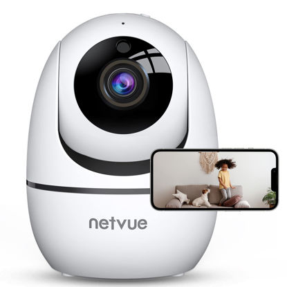 Picture of NETVUE Indoor Camera, 1080P FHD 2.4GHz WiFi Pet Camera, Home Camera for Pet/Baby, Baby Camera 2-Way Audio, Indoor Security Camera Night Vision, AI Human Detection