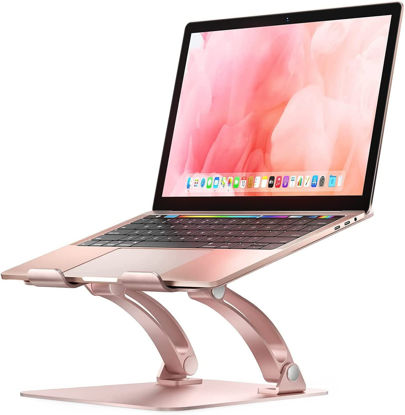 Picture of Nulaxy Laptop Stand, Ergonomic Height Angle Adjustable Laptop Riser Holder Compatible with MacBook, Air, Pro, Dell XPS, Samsung All Laptops 11-17", Supports Up to 22 Lbs-Rose Gold