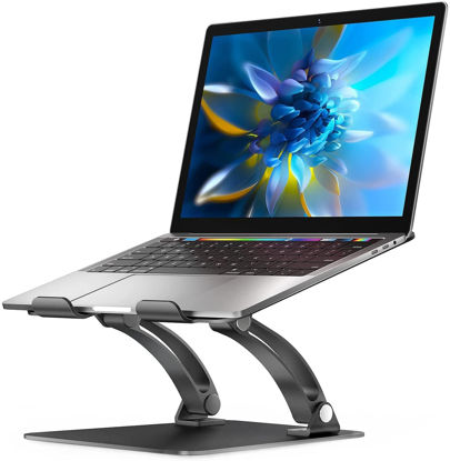 Picture of Nulaxy Laptop Stand, Ergonomic Height Angle Adjustable Laptop Stand for Desk, MacBook Stand Holder, Laptop Riser Compatible with MacBook, Dell, HP, All Laptops 11-17", Supports Up to 22 Lbs-Black