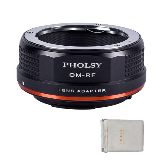 Picture of PHOLSY Lens Mount Adapter Compatible with Olympus Zuiko OM Lens to Canon EOS RF Mount Camera Body EOS R8, R50, R6 Mark II, R7, R10, R3, R5, EOS R5C, R6, EOS R, EOS RP