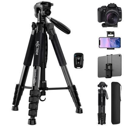 Picture of MACTREM 75 Inch Camera Tripod for Sony Canon Nikon, Lightweight Travel Video Aluminum Tripod Stand with Cell Phone Mount for iPad Phone