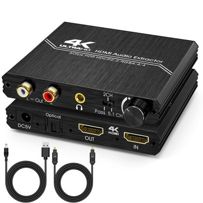 Picture of HDMI 2.0 Audio Extractor, Tendak HDMI to HDMI with Optical SPDIF + 3.5mm Stereo + RCA L/R Audio Adapter Converter with Volume Control Support 4K@60Hz HDCP 2.2 HDR 3D YUV 4:4:4