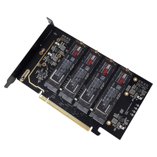 Picture of KONYEAD pcie4.0 x16 to m.2 m-Key nvme x 4 ssd Expansion Card，Supports 4 NVMe M.2 2280 up to 256Gbps，M2 Adapter Card 2280 Driver Free. Bifurcation Required(3001K)…