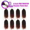 Picture of 8 Inch Passion Twist Hair 8 Packs Pre-twisted Passion Twist Crochet Hair, Pre-looped Crochet Passion Twist Braiding Hair for Black Women Bohemian Passion Twist Synthetic Hair Extensions T350