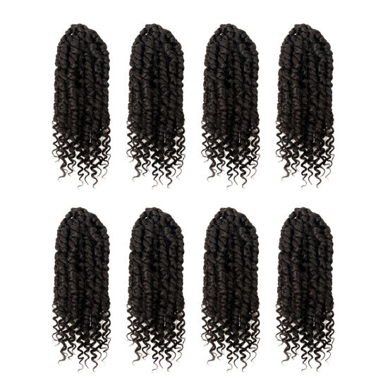 Picture of 8 Inch Passion Twist Hair 8 Packs Pre-twisted Passion Twist Crochet Hair, Pre-looped Crochet Passion Twist Braiding Hair for Black Women Bohemian Passion Twist Synthetic Hair Extensions #4