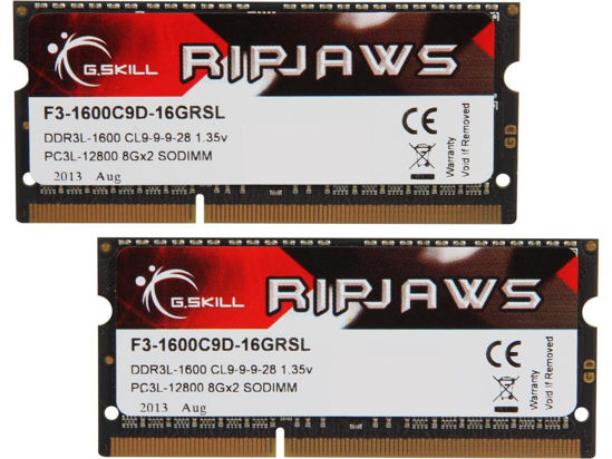 Picture of G.Skill F3-1600C9D-16GRSL 16GB (2x8GB) DDR3 1600MHz Dual Channel Ripjaws Memory Kit for 3rd and 4th Genration Intel Core Processor