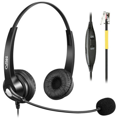 Picture of Callez Office Phone Headset with Microphone Noise Cancelling, RJ9 Telephone Headsets Compatible with Yealink VoIP Phone T46S T48S T42S T23G T27G T29G T33G T21P T43U T46U T53W T54W Grandstream Snom