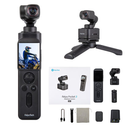 Picture of FeiyuTech Pocket 3 kit - 4K 60FPS Camera with Handheld 3-Axis Gimbal Stabilizer, Pocket Action Camera,AI Tracking,Detachable Handle,Built-in Magnets for YouTube TikTok Video Vlog