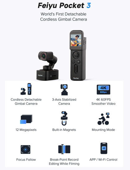 GetUSCart- FeiyuTech Pocket 3 kit - 4K 60FPS Camera with Handheld 3 ...